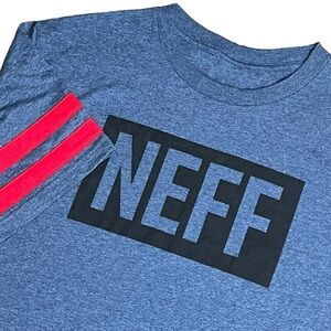 Neff T-Shirt Men’s XL Heather Blue with Red stripes T-Shirt‎